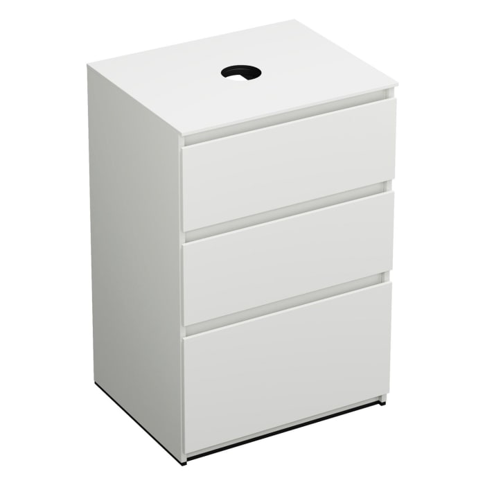 burgbad Lin20 Waschtischunterschrank mit Konsolenplatte 60 cm, 3 Auszüge, Beckenausschnitt mittig