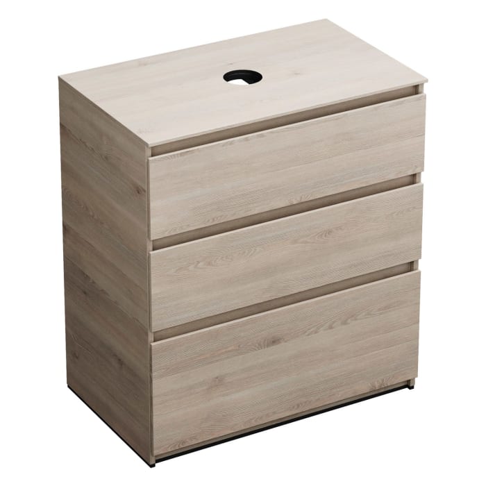 burgbad Lin20 Waschtischunterschrank mit Konsolenplatte 80 cm, 3 Auszüge, Beckenausschnitt mittig