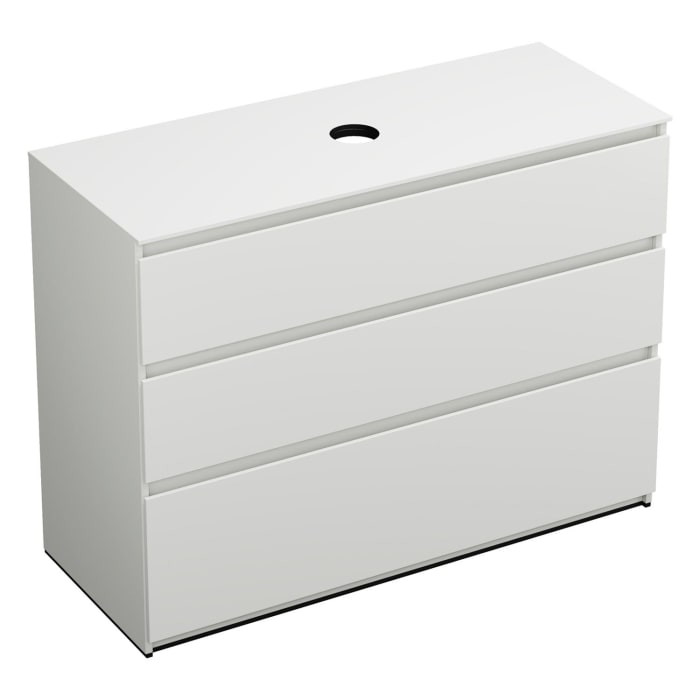 burgbad Lin20 Waschtischunterschrank mit Konsolenplatte 120 cm, 3 Auszüge, Beckenausschnitt mittig