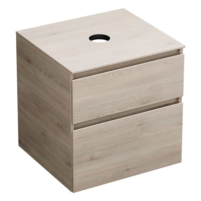 burgbad Lin20 Waschtischunterschrank mit Konsolenplatte 60 cm, 2 Auszüge, Beckenausschnitt mittig