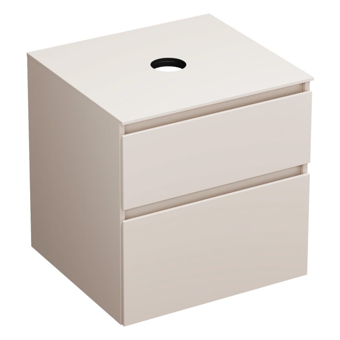 burgbad Lin20 Waschtischunterschrank mit Konsolenplatte 60 cm, 2 Auszüge, Beckenausschnitt mittig