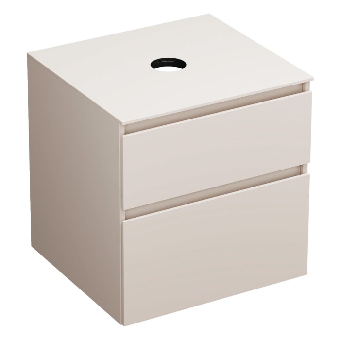 burgbad Lin20 Waschtischunterschrank mit Konsolenplatte 60 cm, 2 Auszüge, Beckenausschnitt mittig