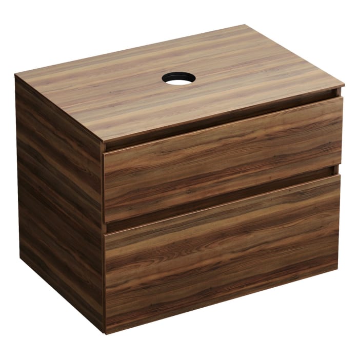 burgbad Lin20 Waschtischunterschrank mit Konsolenplatte 80 cm, 2 Auszüge, Beckenausschnitt mittig