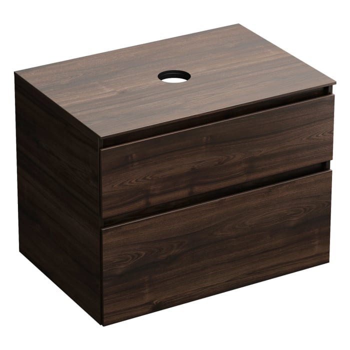 burgbad Lin20 Waschtischunterschrank mit Konsolenplatte 80 cm, 2 Auszüge, Beckenausschnitt mittig