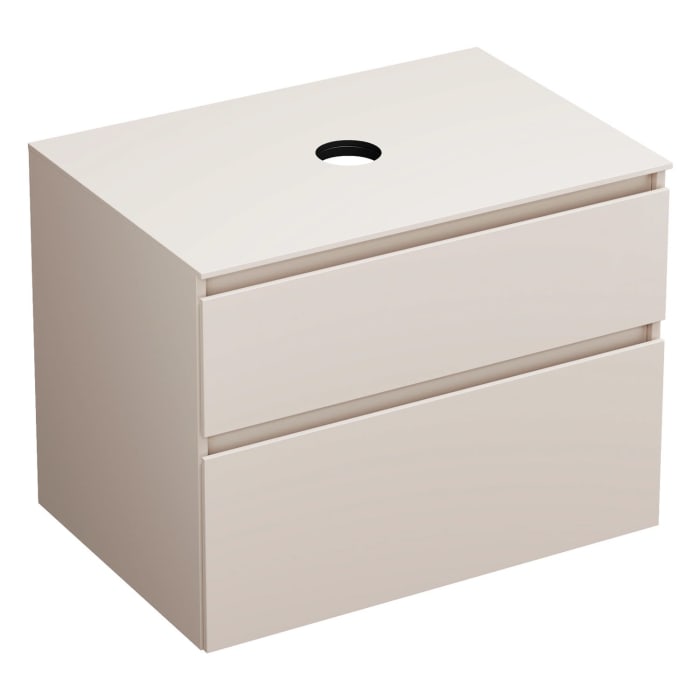 burgbad Lin20 Waschtischunterschrank mit Konsolenplatte 80 cm, 2 Auszüge, Beckenausschnitt mittig