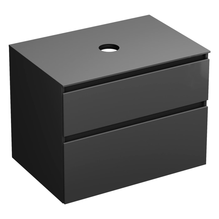 burgbad Lin20 Waschtischunterschrank mit Konsolenplatte 80 cm, 2 Auszüge, Beckenausschnitt mittig