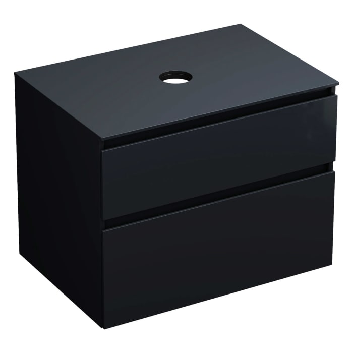 burgbad Lin20 Waschtischunterschrank mit Konsolenplatte 80 cm, 2 Auszüge, Beckenausschnitt mittig