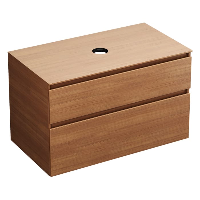 burgbad Lin20 Waschtischunterschrank mit Konsolenplatte 100 cm, 2 Auszüge, Beckenausschnitt mittig