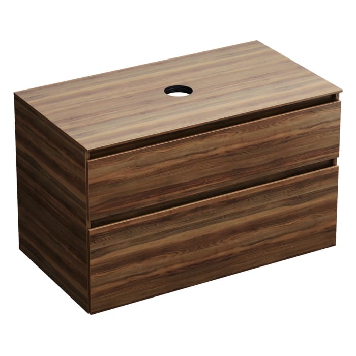 burgbad Lin20 Waschtischunterschrank mit Konsolenplatte 100 cm, 2 Auszüge, Beckenausschnitt mittig