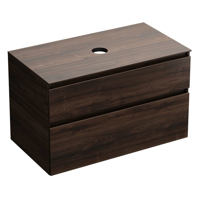 burgbad Lin20 Waschtischunterschrank mit Konsolenplatte 100 cm, 2 Auszüge, Beckenausschnitt mittig