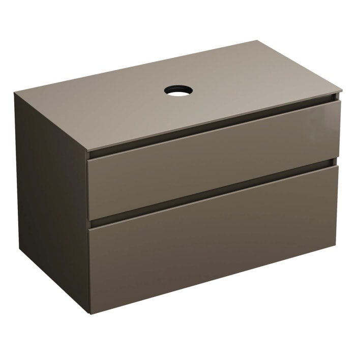 burgbad Lin20 Waschtischunterschrank mit Konsolenplatte 100 cm, 2 Auszüge, Beckenausschnitt mittig