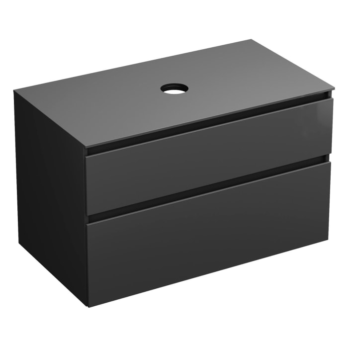 burgbad Lin20 Waschtischunterschrank mit Konsolenplatte 100 cm, 2 Auszüge, Beckenausschnitt mittig