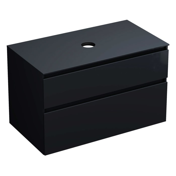 burgbad Lin20 Waschtischunterschrank mit Konsolenplatte 100 cm, 2 Auszüge, Beckenausschnitt mittig