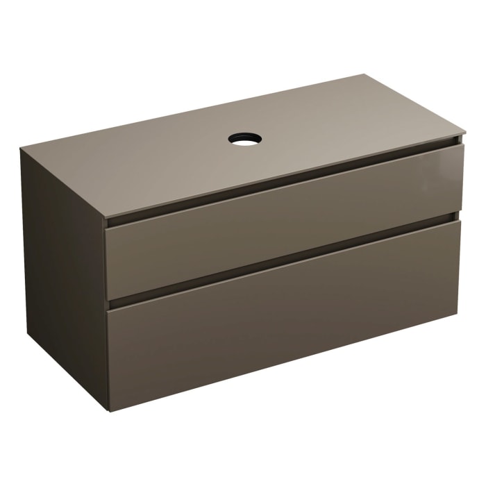 burgbad Lin20 Waschtischunterschrank mit Konsolenplatte 120 cm, 2 Auszüge, Beckenausschnitt mittig