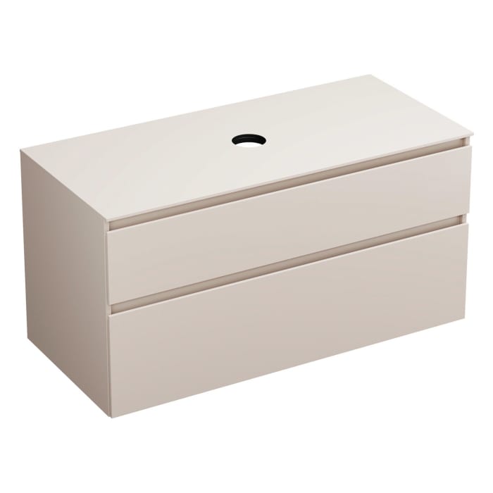 burgbad Lin20 Waschtischunterschrank mit Konsolenplatte 120 cm, 2 Auszüge, Beckenausschnitt mittig