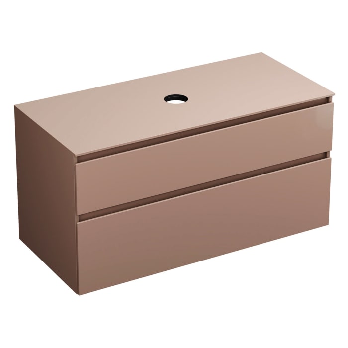 burgbad Lin20 Waschtischunterschrank mit Konsolenplatte 120 cm, 2 Auszüge, Beckenausschnitt mittig