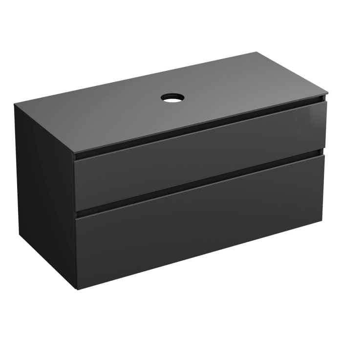 burgbad Lin20 Waschtischunterschrank mit Konsolenplatte 120 cm, 2 Auszüge, Beckenausschnitt mittig