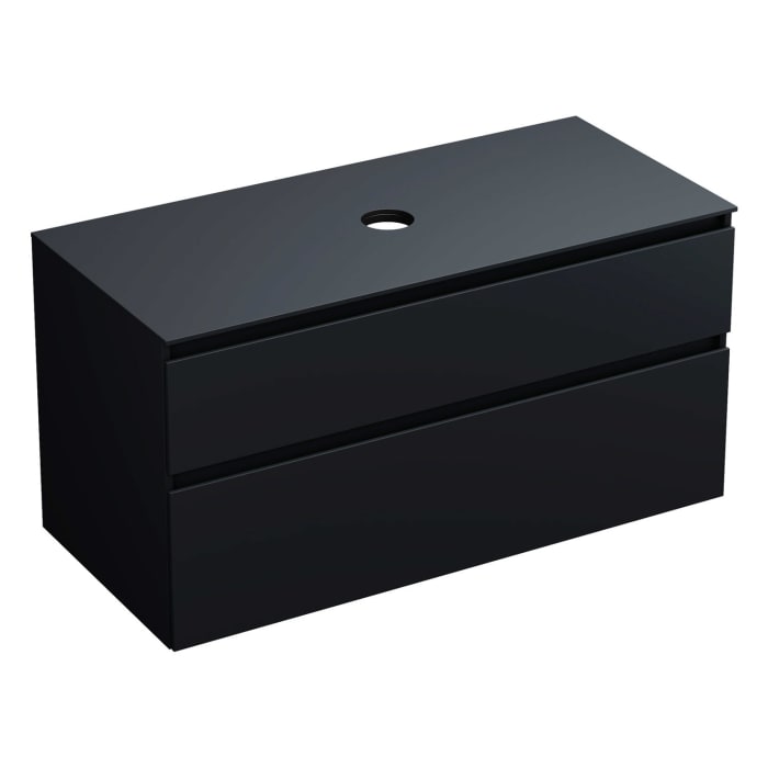 burgbad Lin20 Waschtischunterschrank mit Konsolenplatte 120 cm, 2 Auszüge, Beckenausschnitt mittig