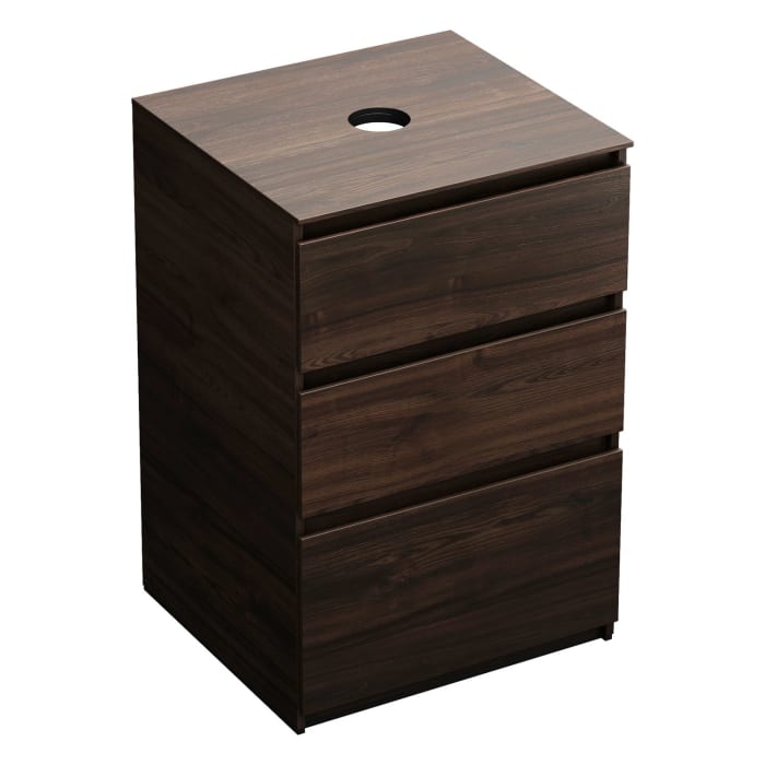 burgbad Lin20 Waschtischunterschrank mit Konsolenplatte 60 cm, 3 Auszüge, Beckenausschnitt mittig