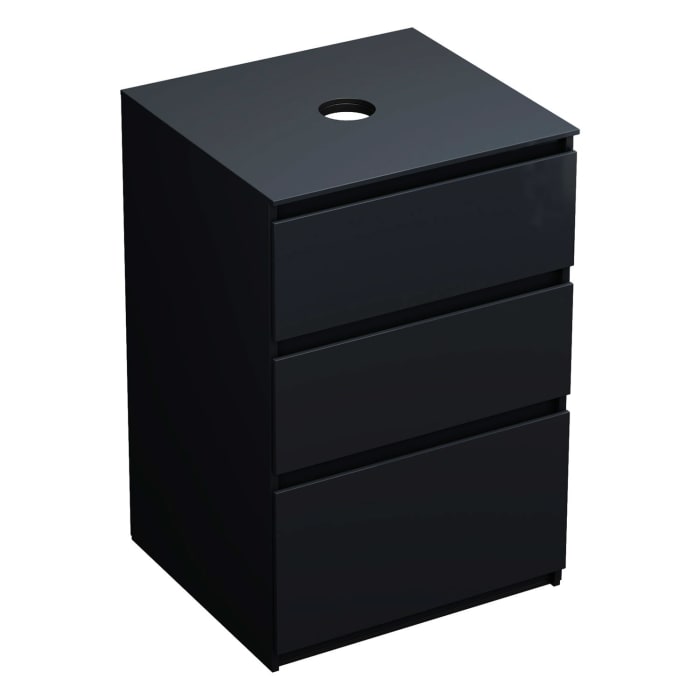 burgbad Lin20 Waschtischunterschrank mit Konsolenplatte 60 cm, 3 Auszüge, Beckenausschnitt mittig