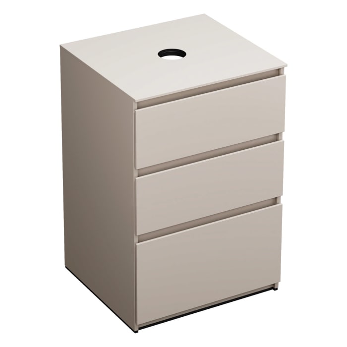 burgbad Lin20 Waschtischunterschrank mit Konsolenplatte 60 cm, 3 Auszüge, Beckenausschnitt mittig