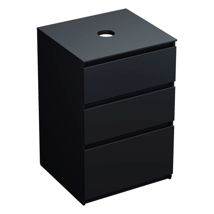 burgbad Lin20 Waschtischunterschrank mit Konsolenplatte 60 cm, 3 Auszüge, Beckenausschnitt mittig