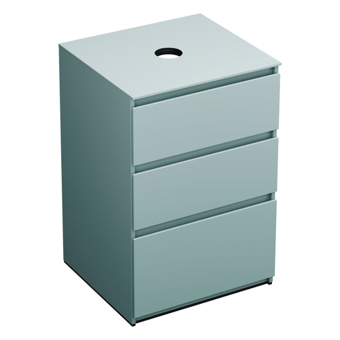 burgbad Lin20 Waschtischunterschrank mit Konsolenplatte 60 cm,  3 Auszüge, Beckenausschnitt mittig