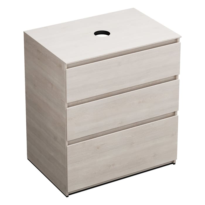 burgbad Lin20 Waschtischunterschrank mit Konsolenplatte 80 cm, 3 Auszüge, Beckenausschnitt mittig