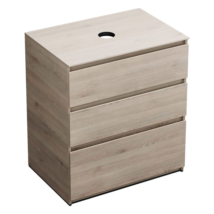 burgbad Lin20 Waschtischunterschrank mit Konsolenplatte 80 cm, 3 Auszüge, Beckenausschnitt mittig