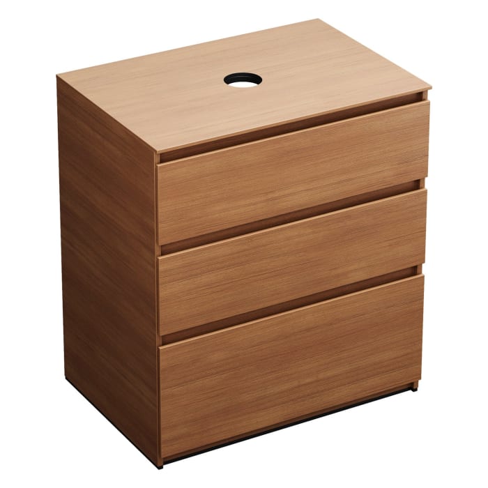 burgbad Lin20 Waschtischunterschrank mit Konsolenplatte 80 cm, 3 Auszüge, Beckenausschnitt mittig