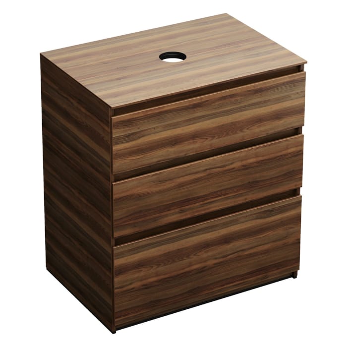 burgbad Lin20 Waschtischunterschrank mit Konsolenplatte 80 cm, 3 Auszüge, Beckenausschnitt mittig