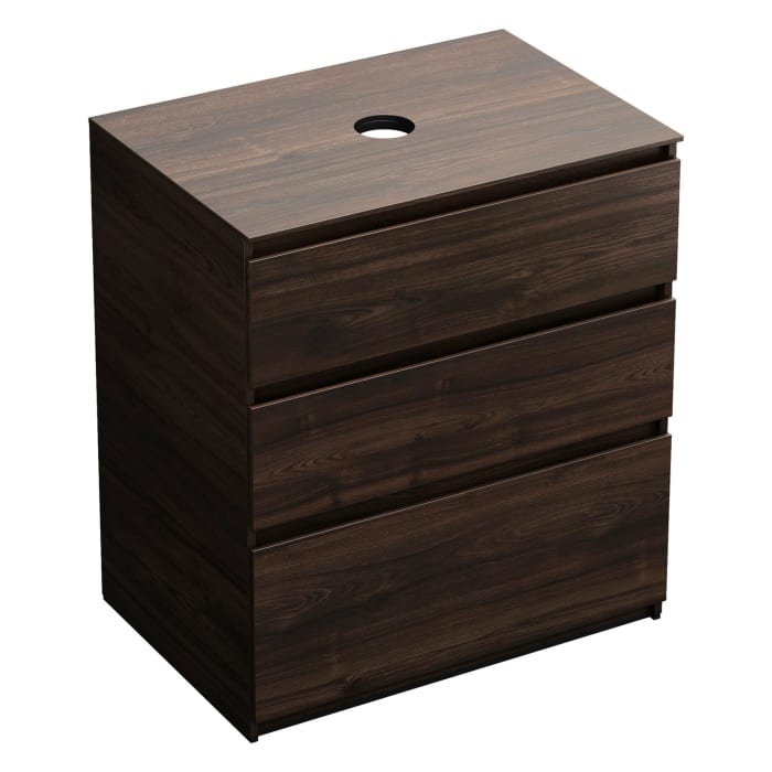 burgbad Lin20 Waschtischunterschrank mit Konsolenplatte 80 cm, 3 Auszüge, Beckenausschnitt mittig