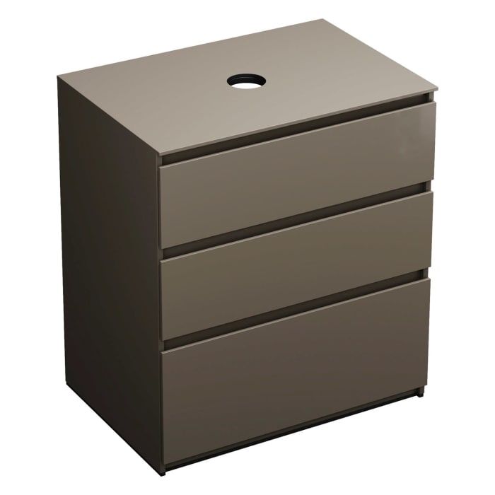 burgbad Lin20 Waschtischunterschrank mit Konsolenplatte 80 cm, 3 Auszüge, Beckenausschnitt mittig