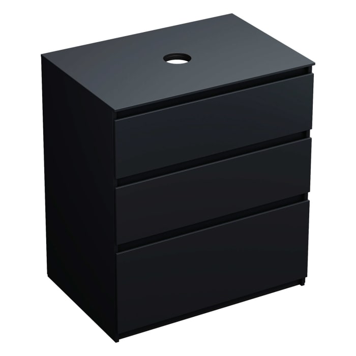 burgbad Lin20 Waschtischunterschrank mit Konsolenplatte 80 cm, 3 Auszüge, Beckenausschnitt mittig