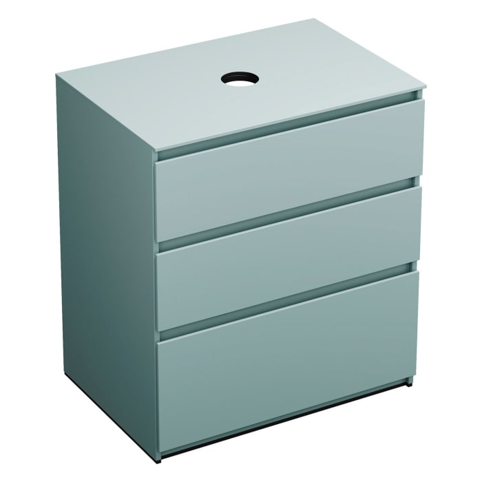 burgbad Lin20 Waschtischunterschrank mit Konsolenplatte 80 cm,  3 Auszüge, Beckenausschnitt mittig