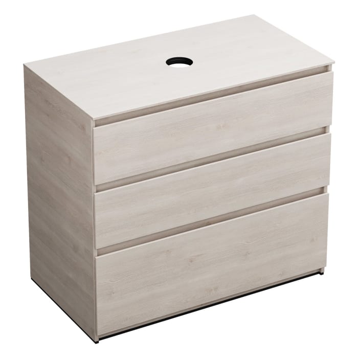 burgbad Lin20 Waschtischunterschrank mit Konsolenplatte 100 cm, 3 Auszüge, Beckenausschnitt mittig