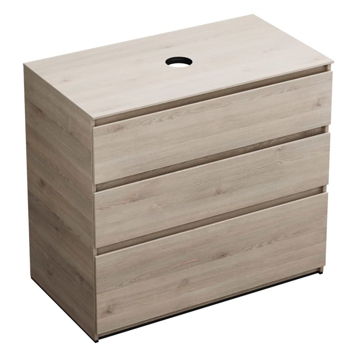 burgbad Lin20 Waschtischunterschrank mit Konsolenplatte 100 cm, 3 Auszüge, Beckenausschnitt mittig