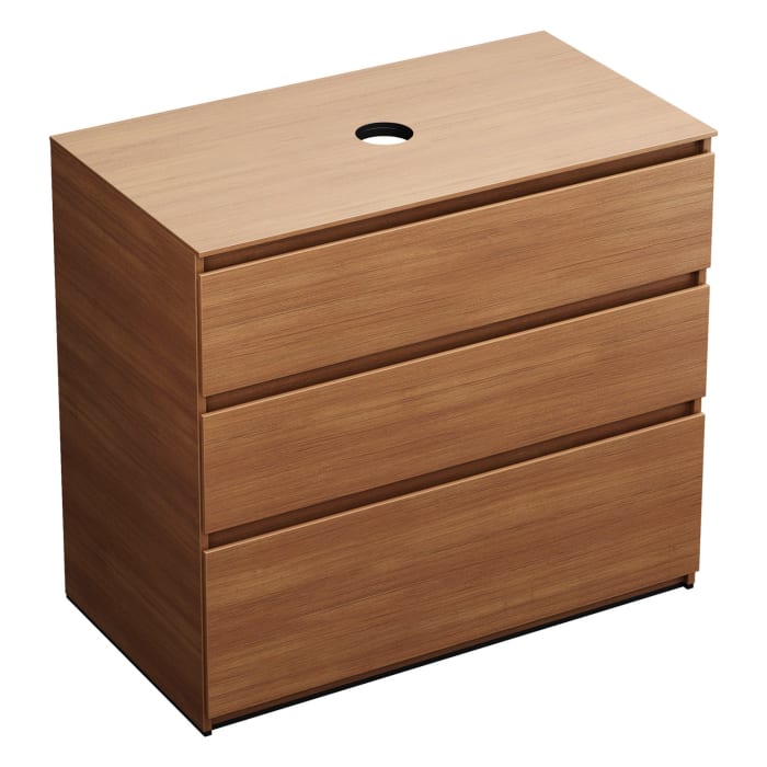 burgbad Lin20 Waschtischunterschrank mit Konsolenplatte 100 cm, 3 Auszüge, Beckenausschnitt mittig