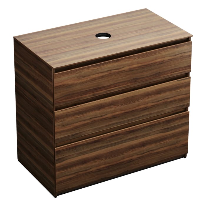 burgbad Lin20 Waschtischunterschrank mit Konsolenplatte 100 cm, 3 Auszüge, Beckenausschnitt mittig