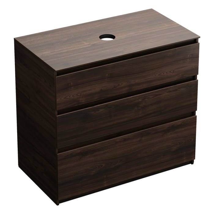 burgbad Lin20 Waschtischunterschrank mit Konsolenplatte 100 cm, 3 Auszüge, Beckenausschnitt mittig