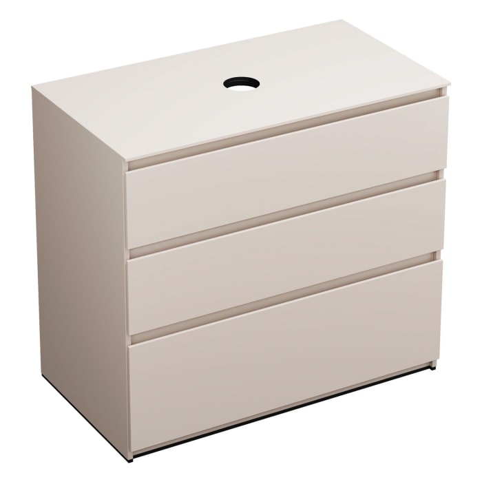 burgbad Lin20 Waschtischunterschrank mit Konsolenplatte 100 cm, 3 Auszüge, Beckenausschnitt mittig