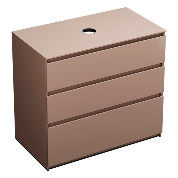 burgbad Lin20 Waschtischunterschrank mit Konsolenplatte 100 cm, 3 Auszüge, Beckenausschnitt mittig