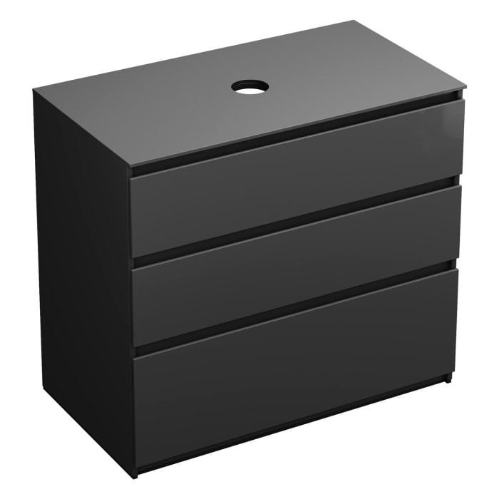 burgbad Lin20 Waschtischunterschrank mit Konsolenplatte 100 cm, 3 Auszüge, Beckenausschnitt mittig