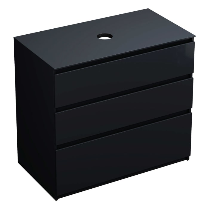 burgbad Lin20 Waschtischunterschrank mit Konsolenplatte 100 cm, 3 Auszüge, Beckenausschnitt mittig