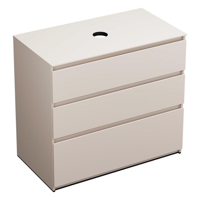 burgbad Lin20 Waschtischunterschrank mit Konsolenplatte 100 cm, 3 Auszüge, Beckenausschnitt mittig