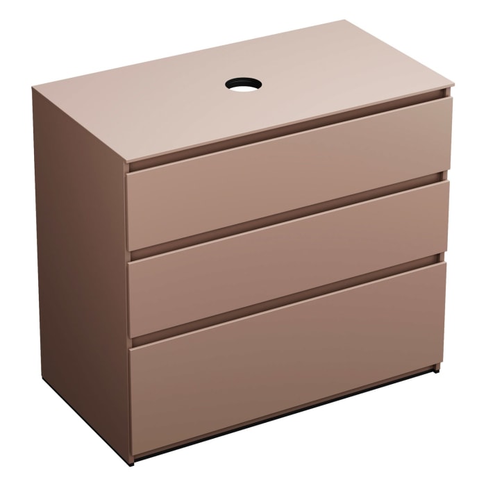 burgbad Lin20 Waschtischunterschrank mit Konsolenplatte 100 cm, 3 Auszüge, Beckenausschnitt mittig