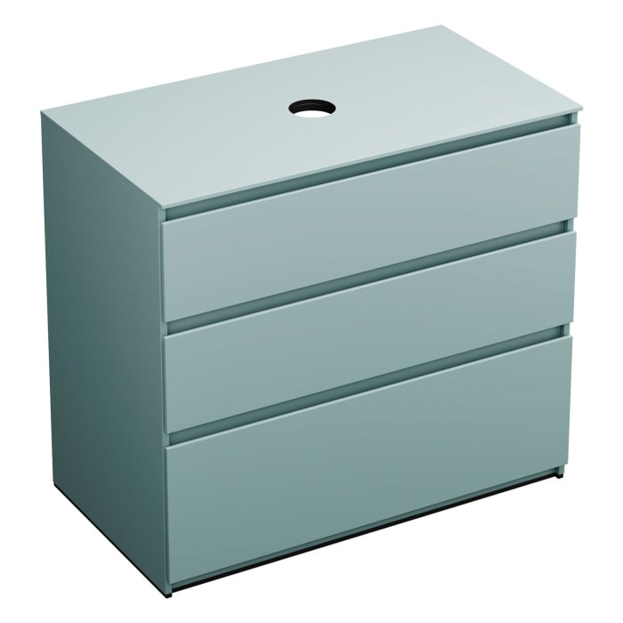 burgbad Lin20 Waschtischunterschrank mit Konsolenplatte 100 cm,  3 Auszüge, Beckenausschnitt mittig