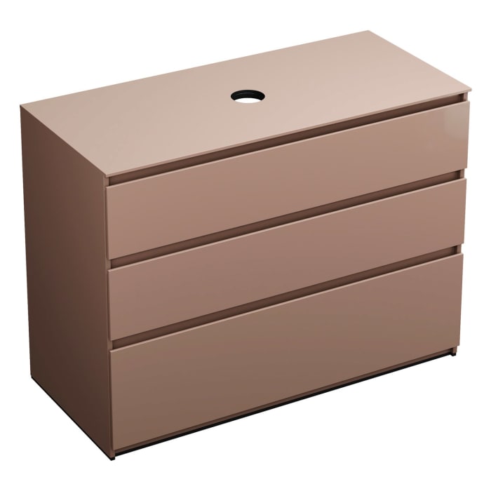 burgbad Lin20 Waschtischunterschrank mit Konsolenplatte 120 cm, 3 Auszüge, Beckenausschnitt mittig