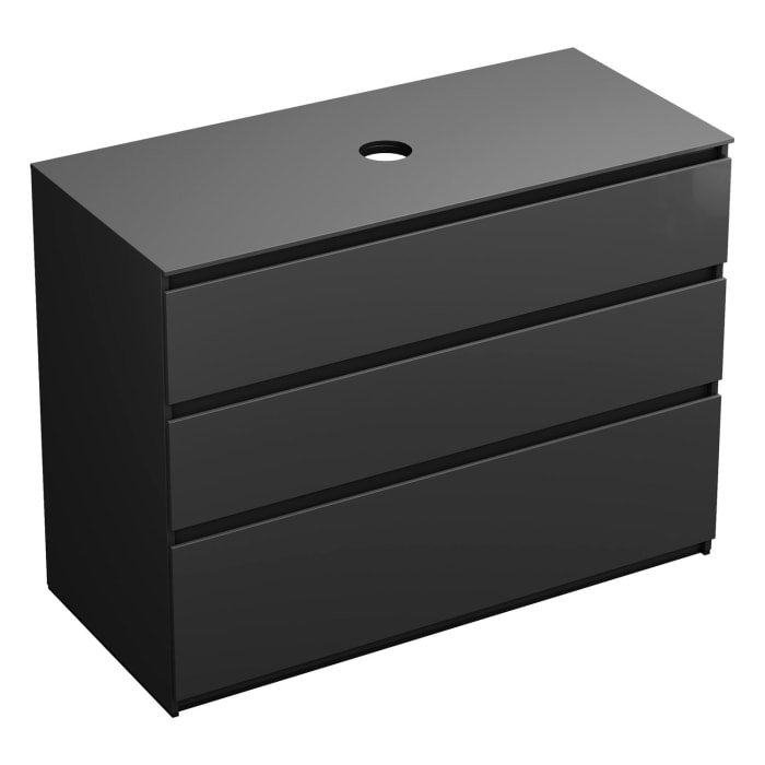 burgbad Lin20 Waschtischunterschrank mit Konsolenplatte 120 cm, 3 Auszüge, Beckenausschnitt mittig