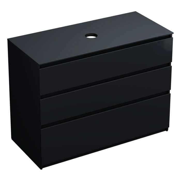 burgbad Lin20 Waschtischunterschrank mit Konsolenplatte 120 cm, 3 Auszüge, Beckenausschnitt mittig